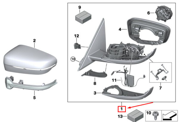 51168498206 - BMW 3 G20 exterior mirror front right 51168498206 NEW ORIGINAL