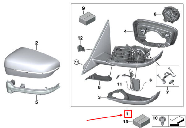 51168498240 - BMW 3 G20 exterior mirror front right 51168498240 NEW ORIGINAL