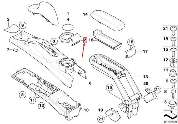 51169144194 - NEW MINI CABRIO R52 PARKING BRAKE CONSOLE TRIM RING 51169144194 9144194 ORIGINAL