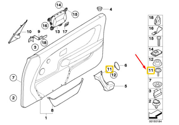 51169158228 - BMW 3 Compact E36 Front Door Fillister Head Screw 51169158228 NEW GENUINE