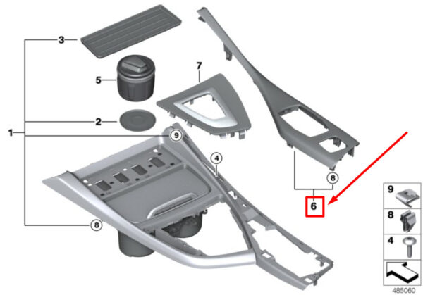 51169227907 - BMW 2 convertible F23 center console trim 9227907 51169227907 NEW ORIGINAL