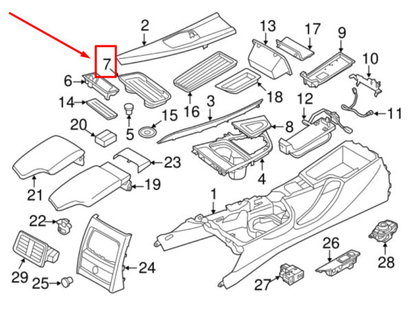 51169232068 - BMW 3 F30, F80 Center Console Storage Tray 51169232068 9232068 NEW GENUINE