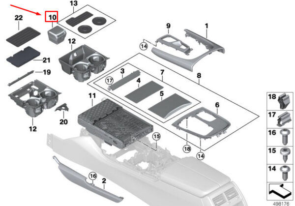 51169301742 - NEW BMW 7 G11 CENTER CONSOLE ASHTRAY 51169301742 ORIGINAL