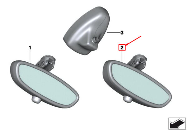 51169302885 - NEW MINI COUPE R58 INTERIOR REAR VIEW MIRROR 51169302885 9302885 ORIGINAL