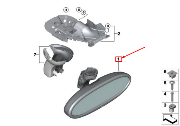 51169302887 - NEW MINI COUNTRYMAN R60 INTERIOR REAR VIEW MIRROR 51169302887 9302887 ORIGINAL