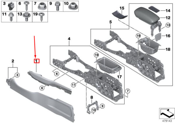 51169306112 - MINI CLUBMAN F54 ACCENT LIGHT CENTER CONSOLE RIGHT 51169306112 NEW GENUINE