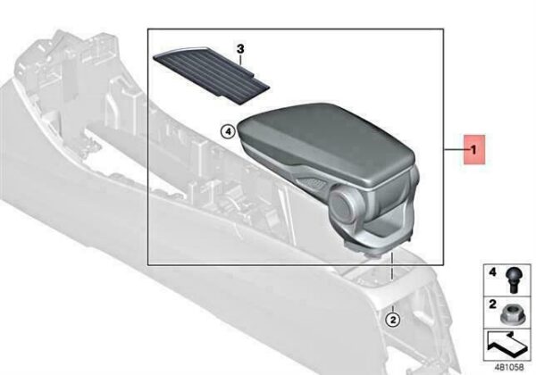 51169321844 - OEM BMW X1 F39 F45 F46 F48 214D 216D CENTER ARMREST CAR SHARING 51169321844 NEW