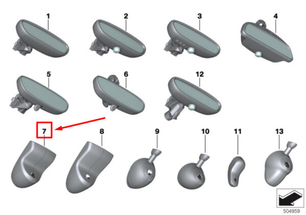 51169323543 - MINI CONVERTIBLE F57 interior mirror cover set 9323543 51169323543 NEW original