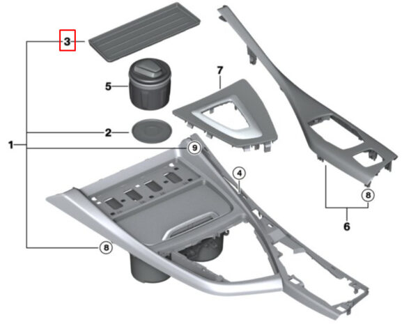51169396027 - BMW 1 2 SERIES F20 F22 Storage Space Insert Center Console 51163396027 Ori