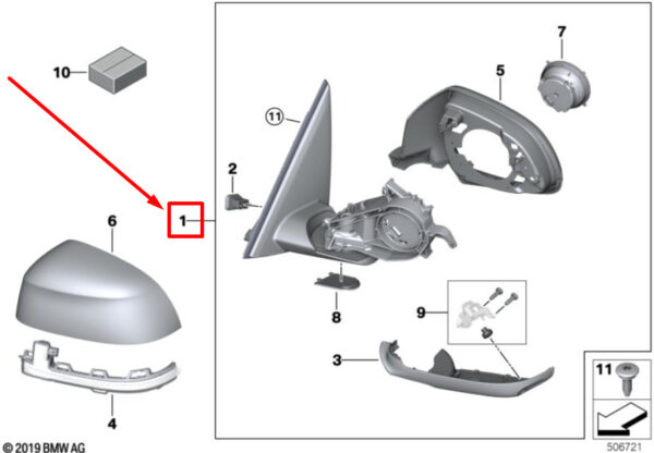 51169463328 - New BMW X6G06 Front Right Wing Mirror 9463328 51169463328 Genuine