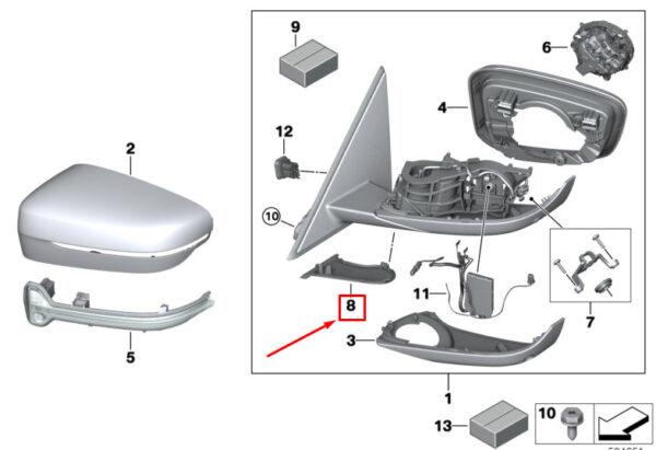 51169464424 - BMW 3 G20 exterior mirror base cap 51169464424, original part