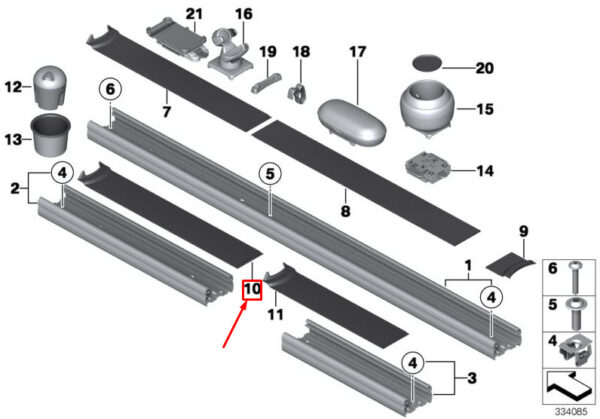 51169804463 - NEW MINI COUNTRYMAN R60 RAIL SAIL MAT 51169804463 9804463 ORIGINAL
