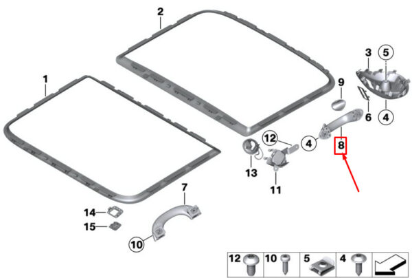 51169807343 - MINI COUNTRYMAN R60 Inner Roof Grab Bar Rear Left 51169807343 NEW GENUINE