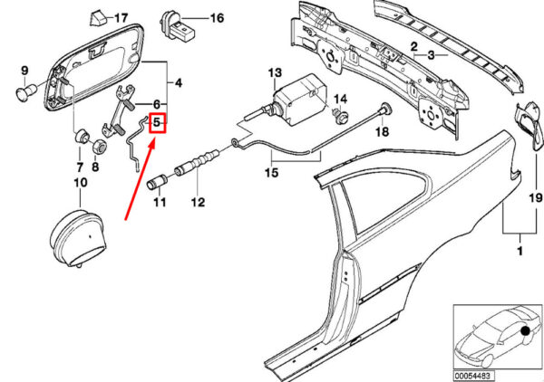 51171888374 - BMW 3 COMPACT E36 FUEL DOOR SPRING 1888374 51171888374 NEW GENUINE