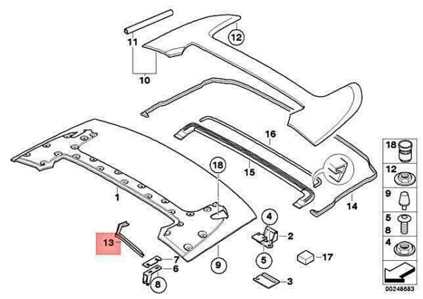 51177066149 - OEM BMW M6 E64 630I 635D SEALING FOLDING TOP FLAP FRONT LEFT 51177066149 NEW