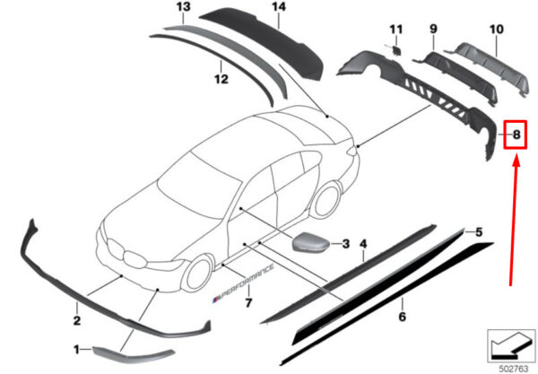 51192455859 - BMW 3 G20 G28 M performance rear bumper trim 51192455859 2455859 NEW