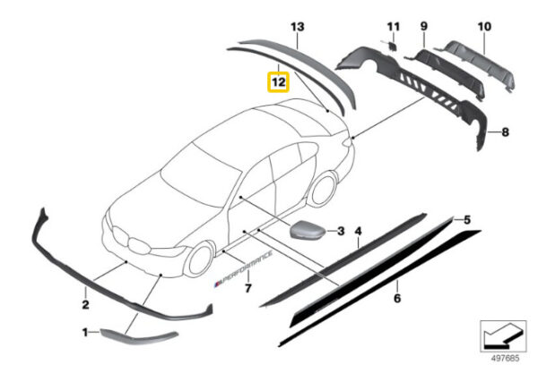 51192455880 - NEW BMW 3&G20 REAR SPOILER BLACK MATTE M POWER PAINTABLE 51192455880 19-20
