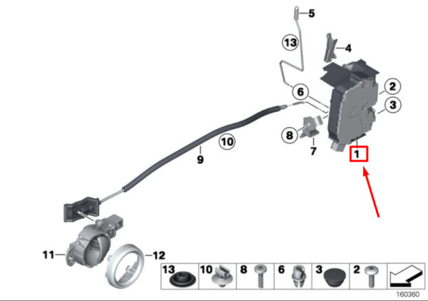51200556769 - MINI COOPER R50, R53 LHD RIGHT FRONT DOOR LOCKING ACTUATOR 51200556769