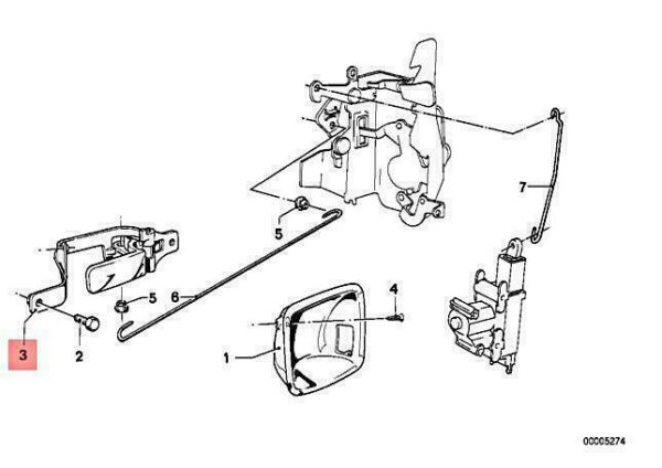 51211848882 - OEM BMW M1 E23 E26 728 728I 728IS 730 DOOR HANDLE INNER RIGHT 51211848882 NEW