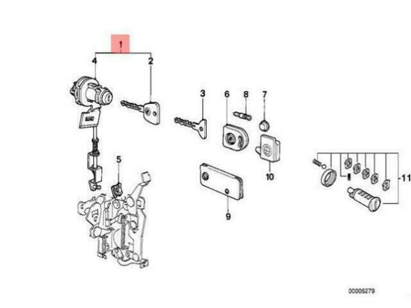 51211881439 - OEM BMW E23 SALOON LEFT CYLINDER LOCK DOOR 51211881439 GENUINE NEW