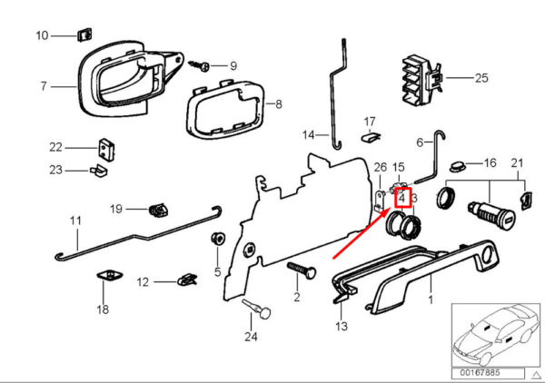 51211928380 - BMW 3 Series E36 front door locking cylinder gasket 1928380 51211928380 NEW ORIGINAL