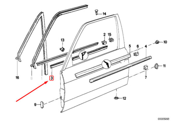 51211942821 - BMW 3 Series Convertible E30 interior door seal front left 51211942821 NEW ORIGINAL
