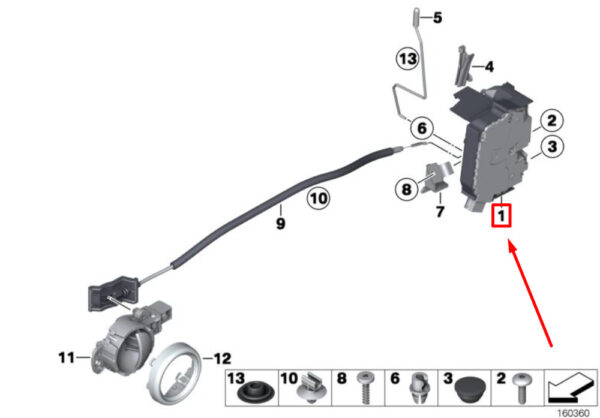 51212752596 - NEW MINI COOPER R56 FRONT RIGHT DOOR ROTARY LATCH LOCK LHD 51212752596 ORIGINAL