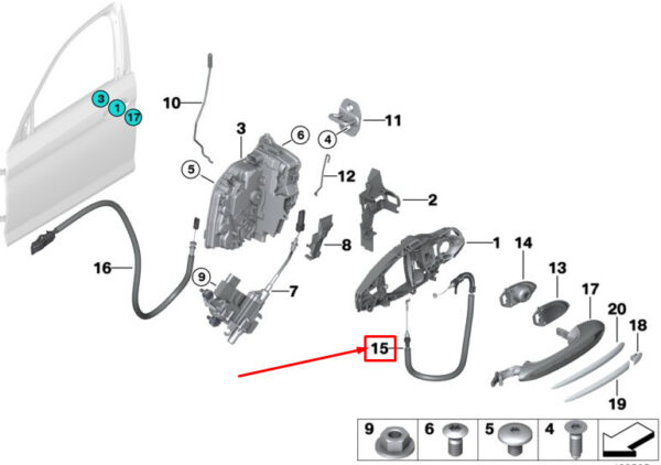 51215A077A1 - BMW 5 Touring G31 Front Door Handle Bowden Cable 51215A077A1 NEW GENUINE