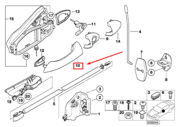 51217002312 - New BMW X5 E53 Outer Door Handle Front Right RHD 7002312 51217002312 Genuine