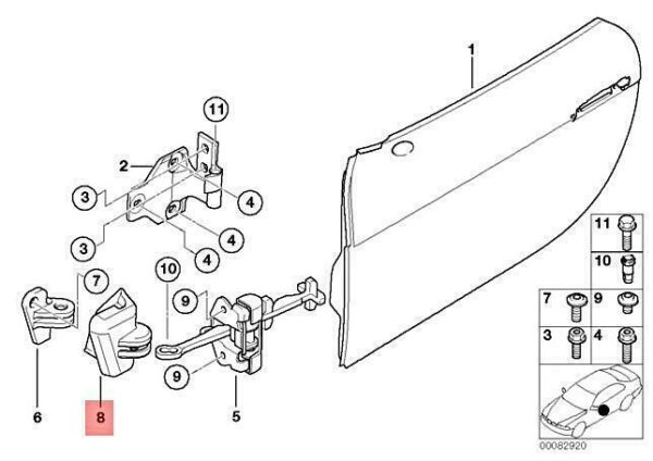 51217015007 - NEW BMW ALPINA Z8 V8 E52 COVER SUPPORT DOOR BRAKE LEFT 51217015007 00-02