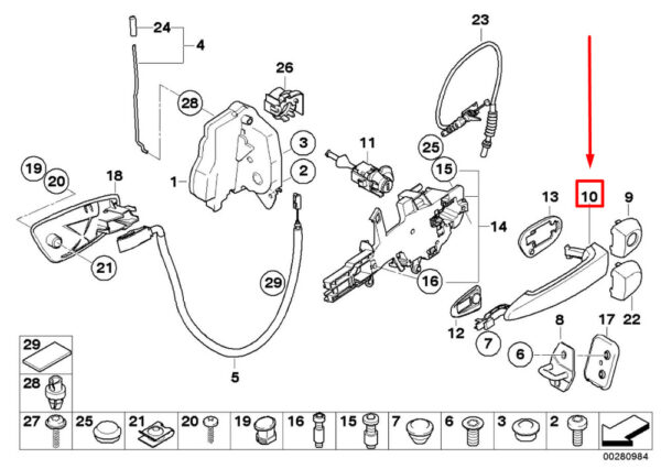 51217060652 - BMW 1 COUPE E82 FRONT RIGHT EXTERIOR DOOR HANDLE 7060652 51217060652 NEW GENUINE