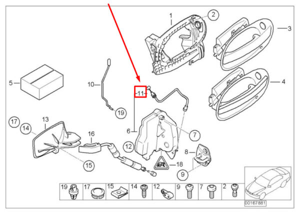 51217061459 - BMW 7 SERIES E65, E66, E67 FRONT DOOR LOCK CABLE 7061459 51217061459 NEW GENUINE