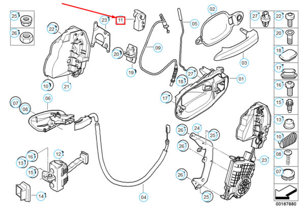 51217062735 - BMW 6 E63 Coupe Front Left Door Locking System Adapter 51217062735 NEW