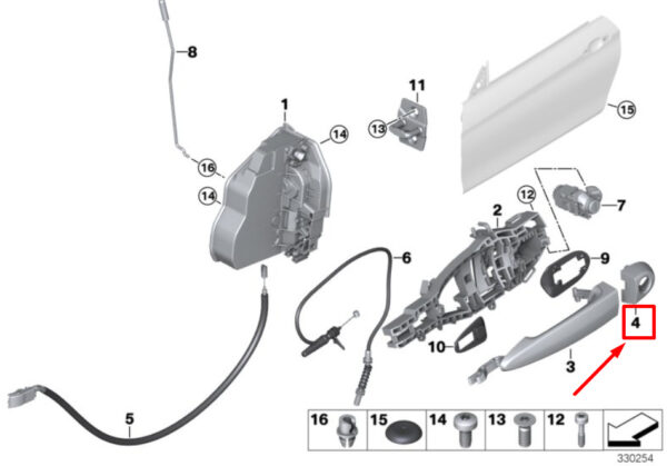 51217162440 - NEW BMW 4 F36 FRONT RIGHT LOCK CYLINDER PRIMED COVER 7162440 51217162440