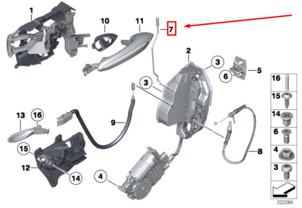 51217175647 - BMW 5 F10 Front Left Door Actuator Bar 7175647 512175647 NEW GENUINE