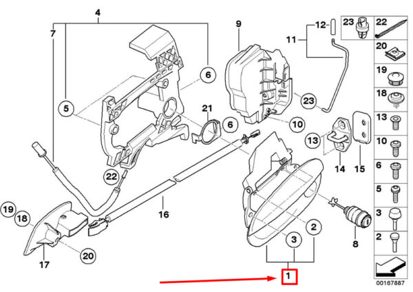 51217197328 - NEW BMW Z4 E86 FRONT RIGHT INTERIOR OPENING HANDLE 51217197328 7197328 ORIGINAL