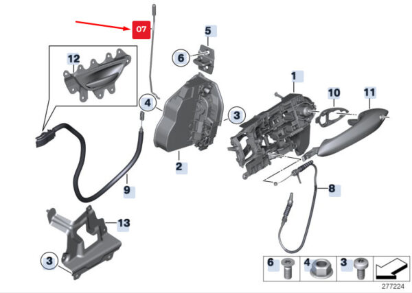 51217197797 - NEW BMW 5 GRAN TURISMO F07 LEFT DOOR LOCK OPERATING ROD 51217197797