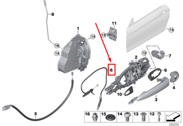 51217242575 - NEW BMW M4 GTS F20 F32 BOWDEN CABLE OUTSIDE DOOR HANDLE FRONT 51217242575