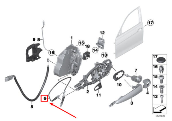 51217259827 - BMW 3 Series F30, F80 front door opener Bowden train 7259827 51217259827 NEW ORIGINAL