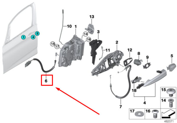 51217296372 - NEW BMW F45 FRONT INSIDE DOOR OPENER BOWDEN CABLE 7296372 51217296372 ORIGINAL