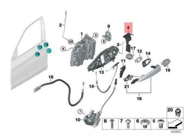 51217304804 - OEM BMW F15 F85 SUV ADAPTER DOOR SUPPORT FRONT RIGHT 51217304804 GENUINE NEW