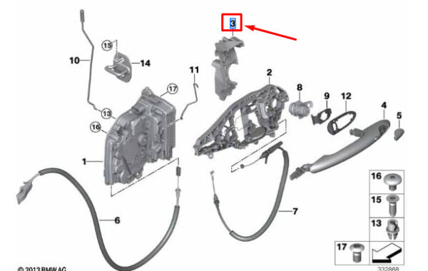 51217316360 - Mini Cooper F55, Front Door Function Carrier, 51217316360, Genuine Part