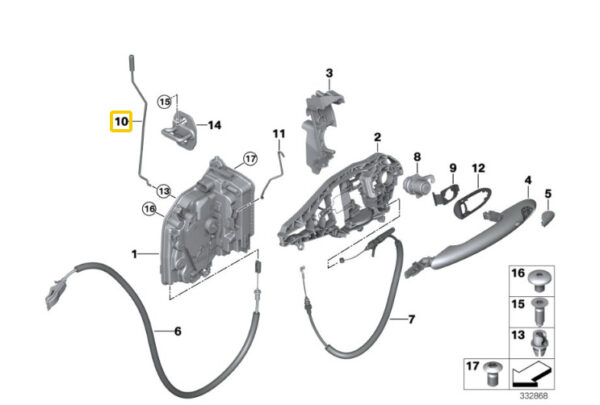 51217320290 - NEW MINI F55 RIGHT PLACE DOOR LOCK OPERATING ROD 7320290 GENUINE