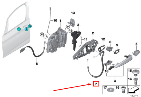 51217331288 - NEW BMW F45 F46 214D BOWDEN CABLE OUTER DOOR HANDLE FRONT 51217331288 20-20