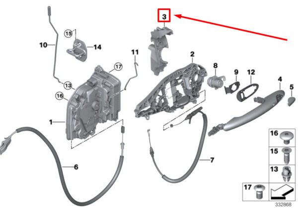 51217347440 - NEW MINI F54 FRONT LEFT DOOR FUNCTION CARRIER 7347440 51217347440 GENUINE