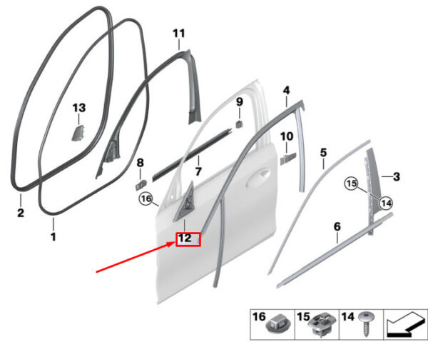 51217432204 - BMW 3 G20 exterior mirror triangle gasket right 51217432204 NEW original
