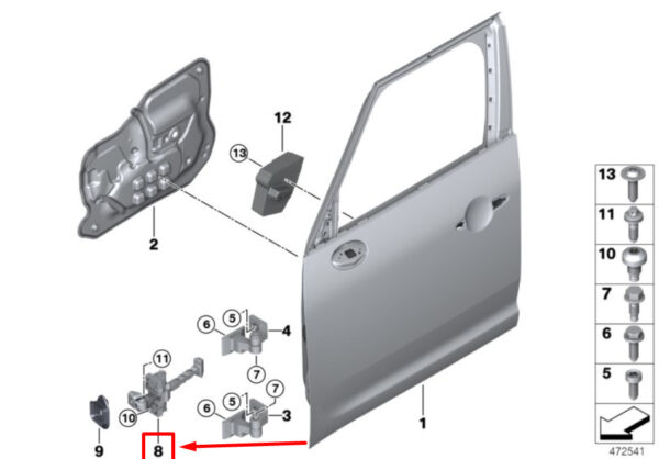 51217472703 - NEW MINI-LANDSMANN F60 FRONT LEFT DOOR BRAKE 51217472703 7472703 ORIGINAL