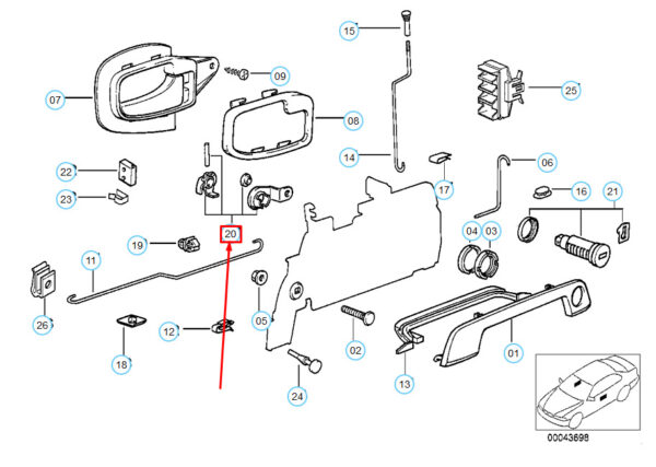 51218135958 - BMW 3 E36 front right door lock cylinder repair  51218135958 NEW