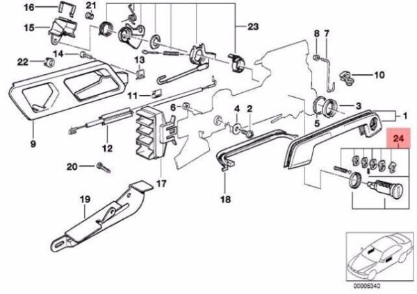 51218135960 - BMW E34 E36 door lock cylinder right repair  8135960 51218135960 NEW