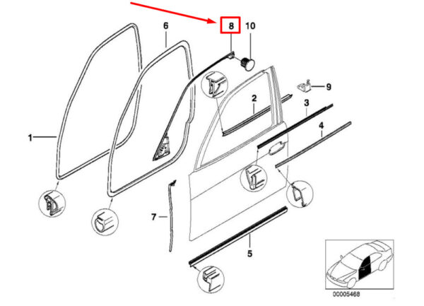 51218157876 - NEW BMW 7 E38 FRONT RIGHT DOOR SEALING RUBBER 8157876 51218157876 ORIGINAL